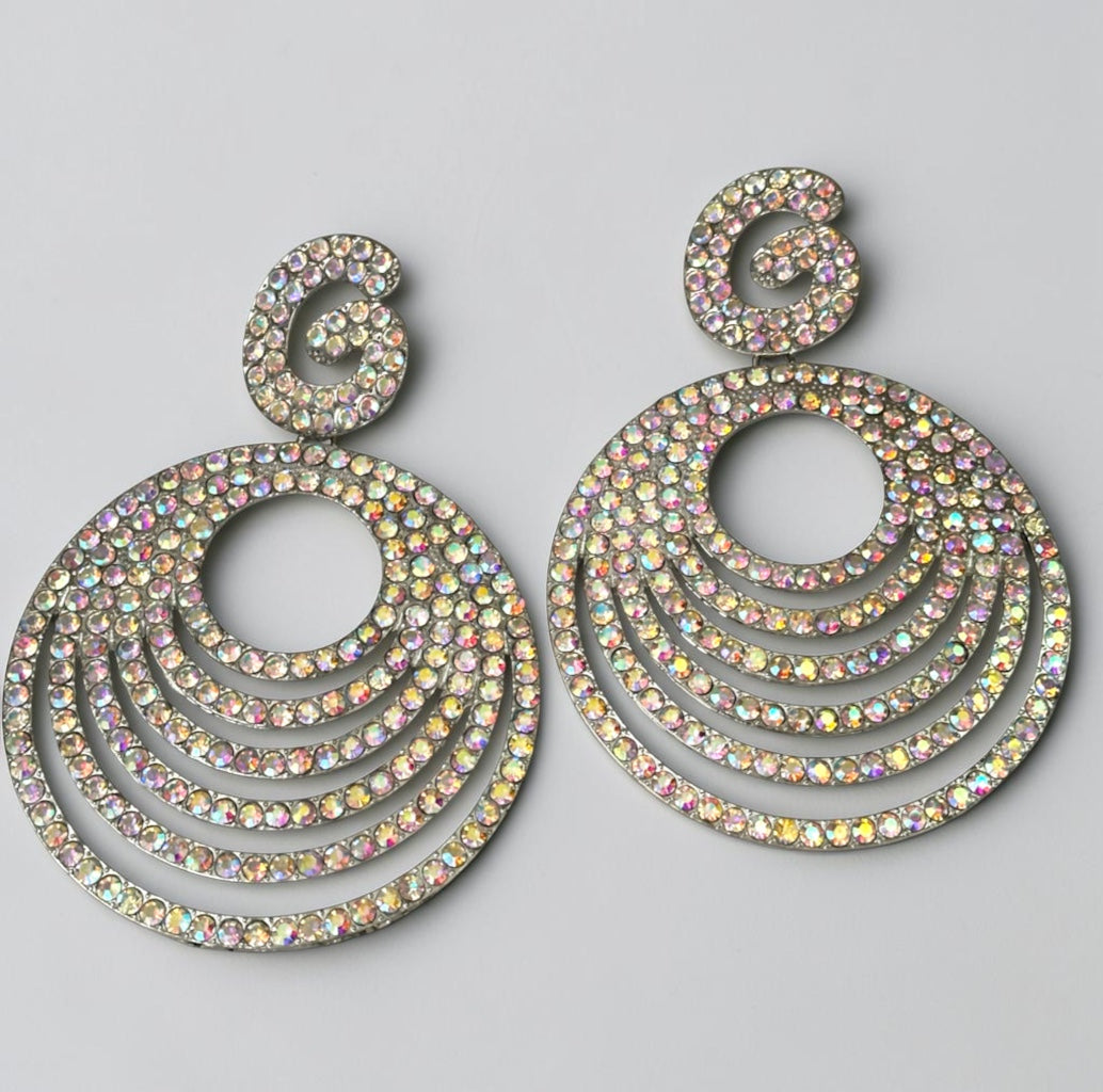 Glamorous Oversized Crystal Rhinestone Statement Stud Earrings - Fatisha Boutique