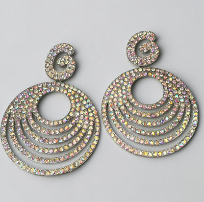 Glamorous Oversized Crystal Rhinestone Statement Stud Earrings - Fatisha Boutique