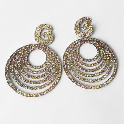 Glamorous Oversized Crystal Rhinestone Statement Stud Earrings - Fatisha Boutique