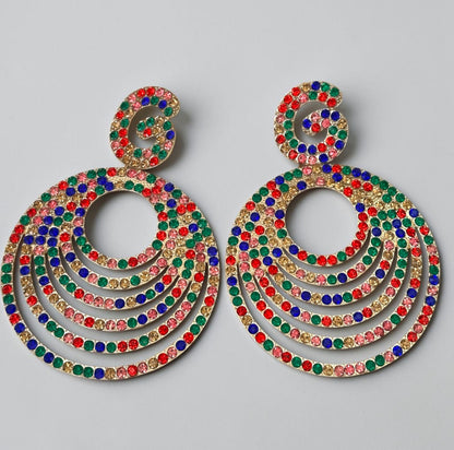 Glamorous Oversized Crystal Rhinestone Statement Stud Earrings - Fatisha Boutique