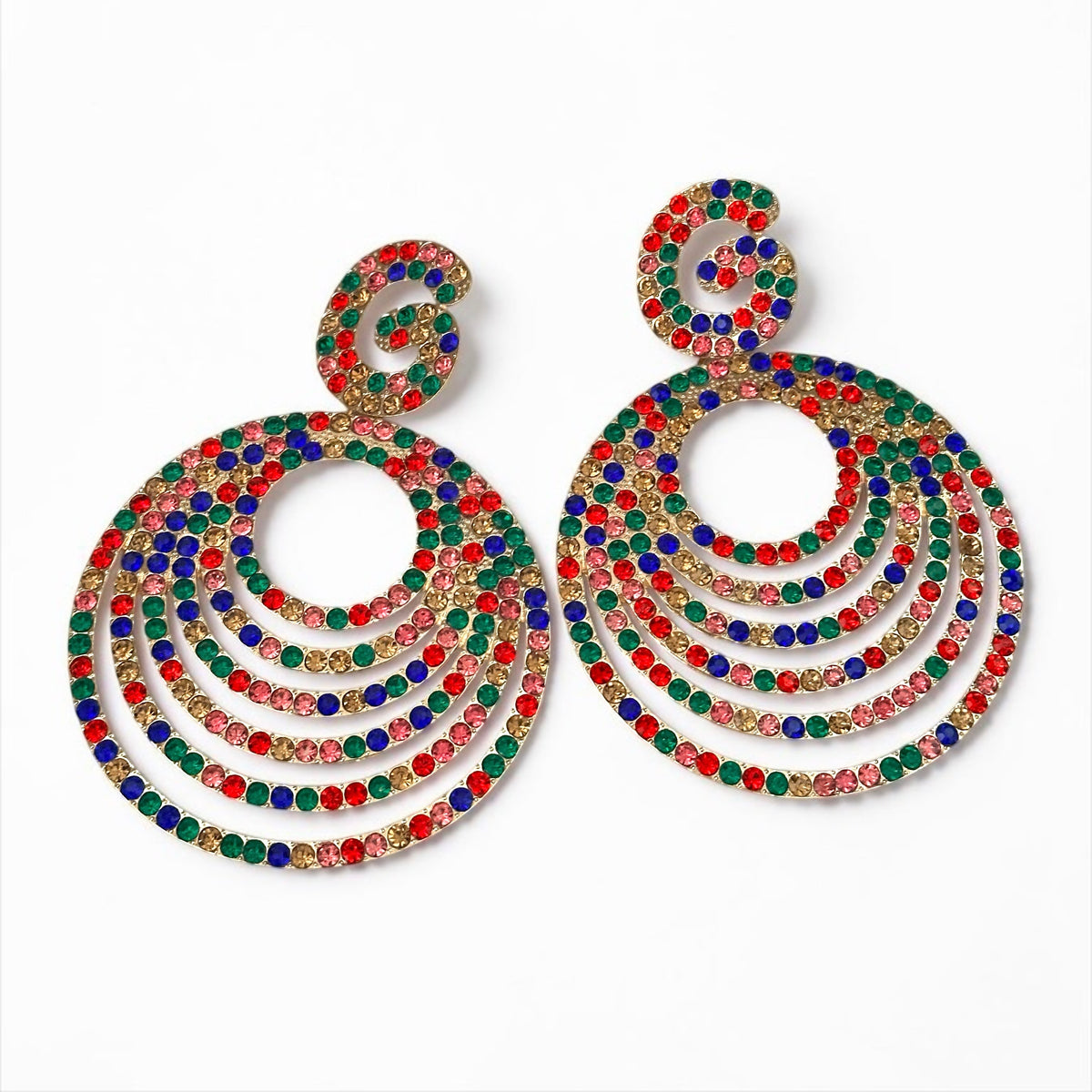 Glamorous Oversized Crystal Rhinestone Statement Stud Earrings - Fatisha Boutique Fatisha Boutique