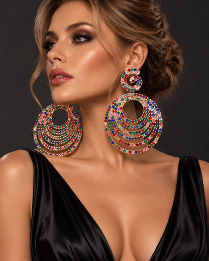 Glamorous Oversized Crystal Rhinestone Statement Stud Earrings - Fatisha Boutique