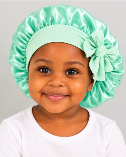 Kids Satin Bonnet Cap with Tie Bow – Ages 1–5 Years