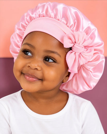 Kids Satin Bonnet Cap with Tie Bow – Ages 1–5 Years