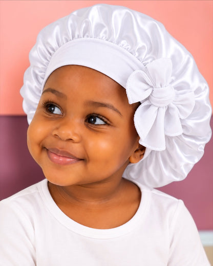 Kids Satin Bonnet Cap with Tie Bow – Ages 1–5 Years