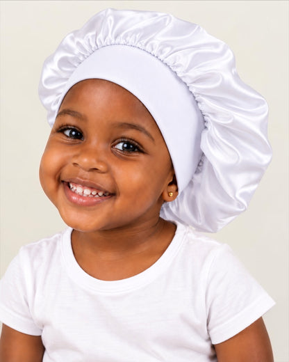 Kids Wide Band Satin Bonnet Sleep Cap – Ages 1–5 - Fatisha Boutique
