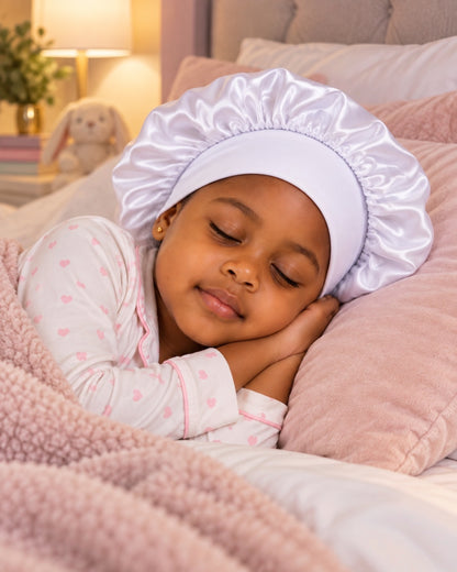 Kids Wide Band Satin Bonnet Sleep Cap – Ages 1–5 - Fatisha Boutique