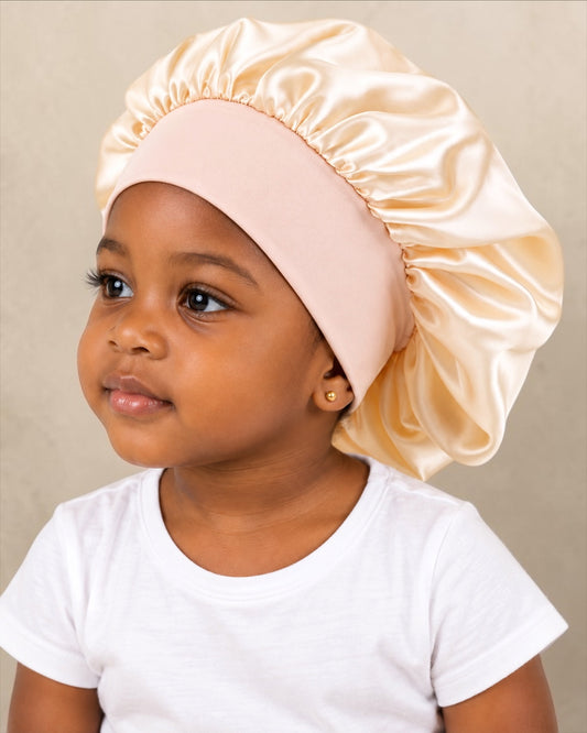 Kids Wide Band Satin Bonnet Sleep Cap – Ages 1–5 - Fatisha Boutique