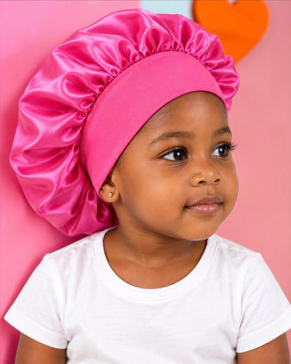 Kids Wide Band Satin Bonnet Sleep Cap – Ages 1–5 - Fatisha Boutique