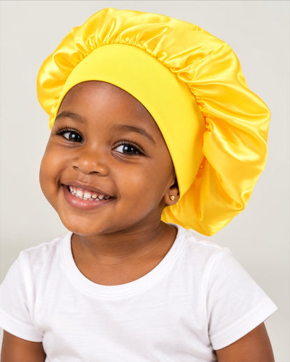 Kids Wide Band Satin Bonnet Sleep Cap – Ages 1–5 - Fatisha Boutique