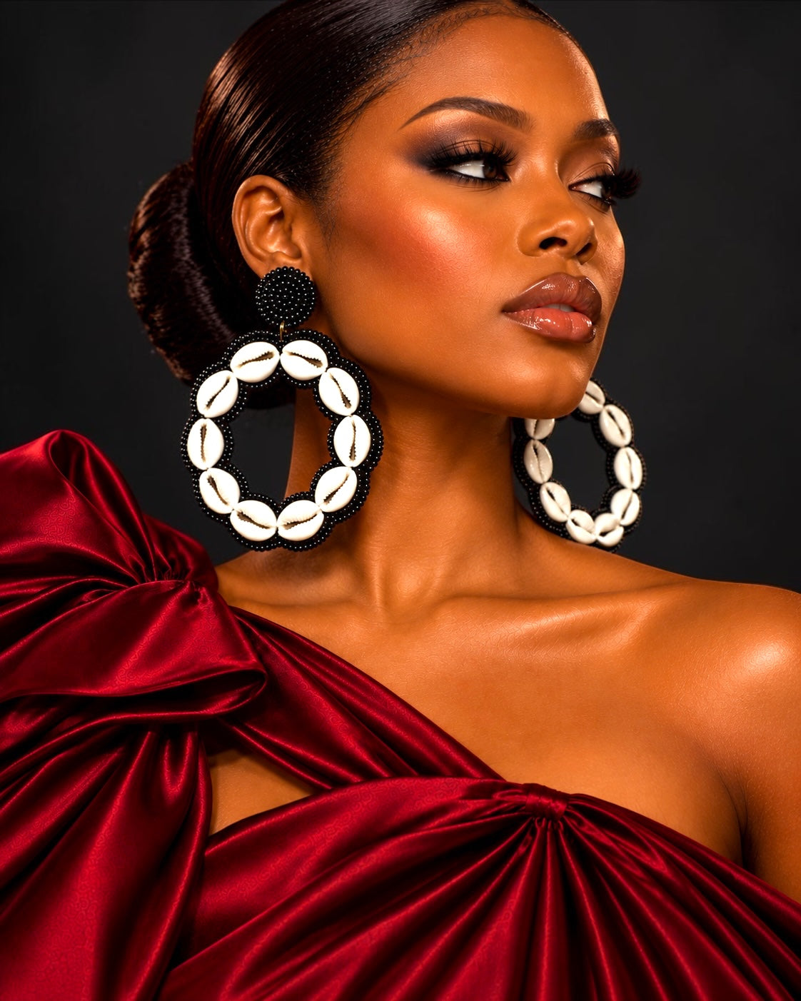 Black Handmade African Cowrie Shell Hoop Statement Earrings - Fatisha Boutique Fatisha Boutique
