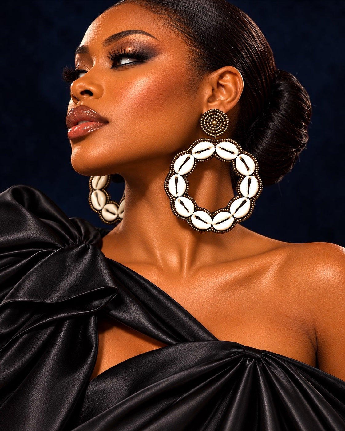 Handmade African Cowrie Shell Hoop Statement Earrings - Fatisha Boutique
