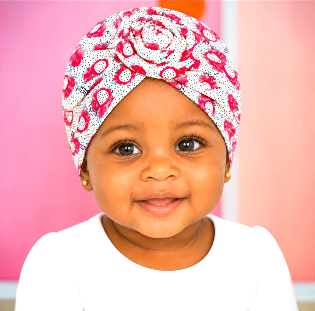 Fruit Print Pre-Tied Baby Turban Cap – 6 Months–3 Years - Fatisha Boutique Fatisha Boutique