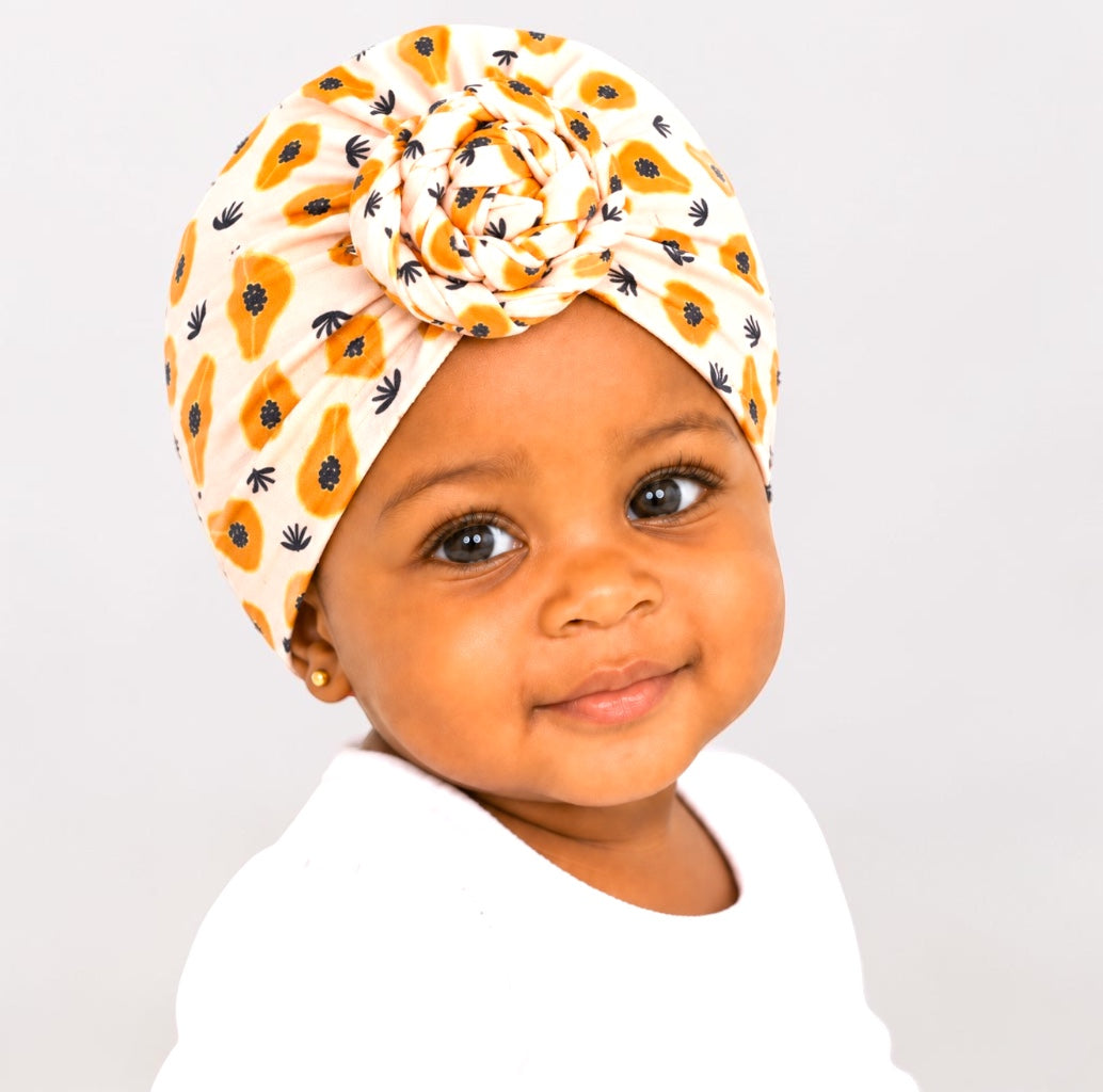 Fruit Print Pre-Tied Baby Turban Cap – 6 Months–3 Years - Fatisha Boutique