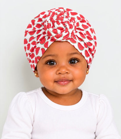 Fruit Print Pre-Tied Baby Turban Cap – 6 Months–3 Years - Fatisha Boutique