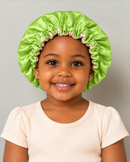 Kids Adjustable Reversible Satin Silk Bonnet – Ages 1–5 Years - Fatisha Boutique