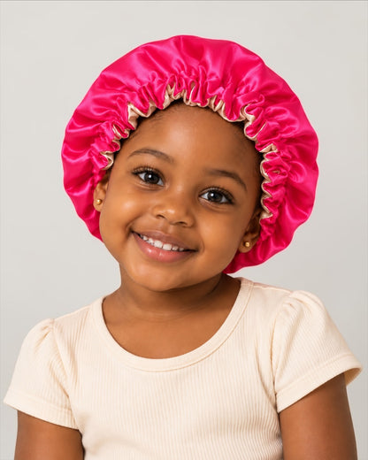 Kids Adjustable Reversible Satin Silk Bonnet – Ages 1–5 Years - Fatisha Boutique