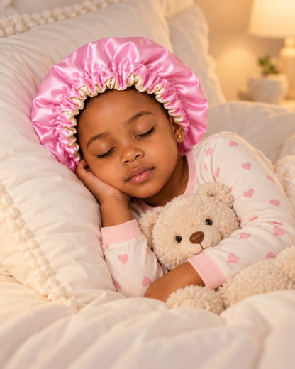 Kids Adjustable Reversible Satin Silk Bonnet – Ages 1–5 Years - Fatisha Boutique