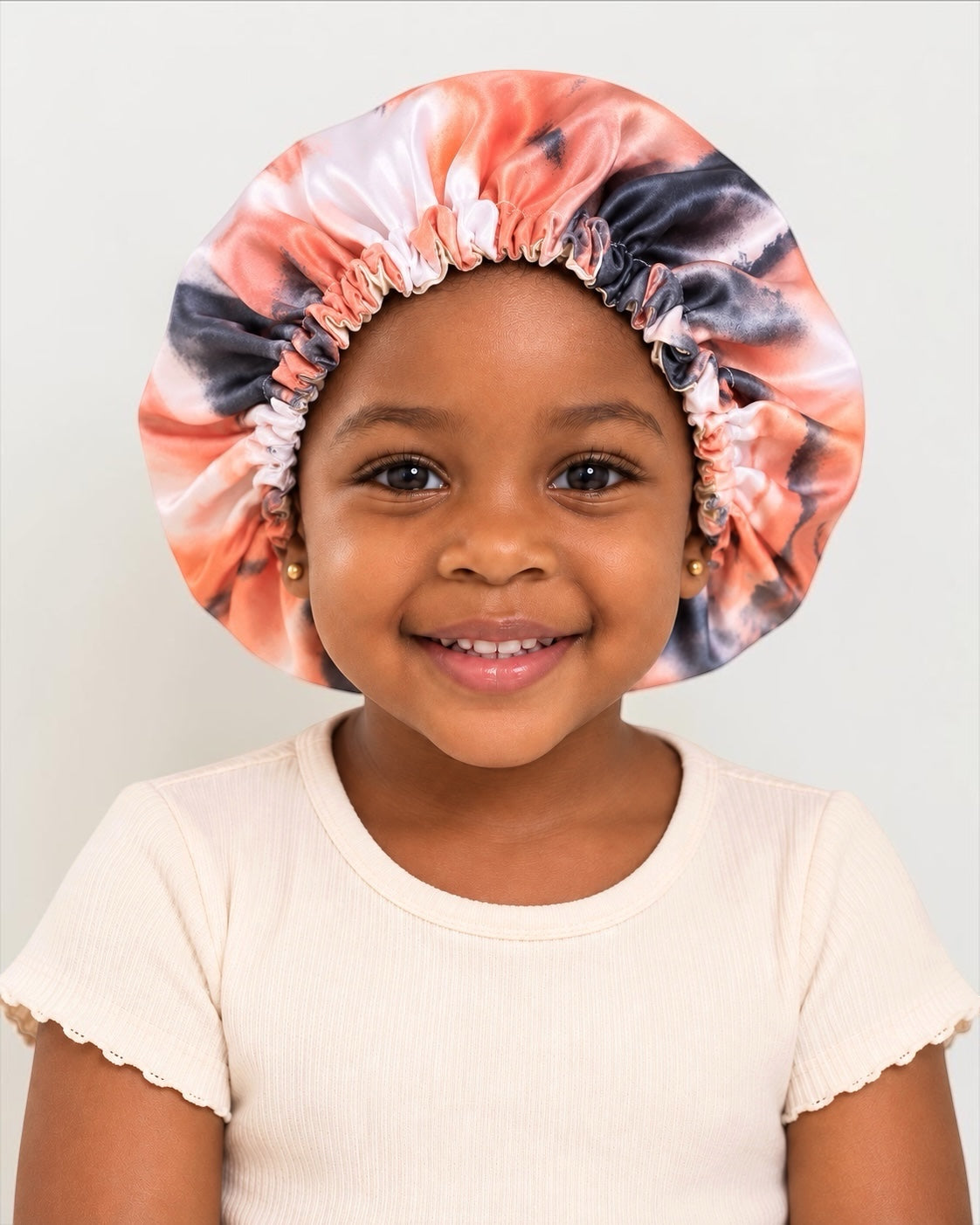 Kids Adjustable Tie-Dye Satin Silk Bonnet – Double Layer, Ages 1–5 - Fatisha Boutique