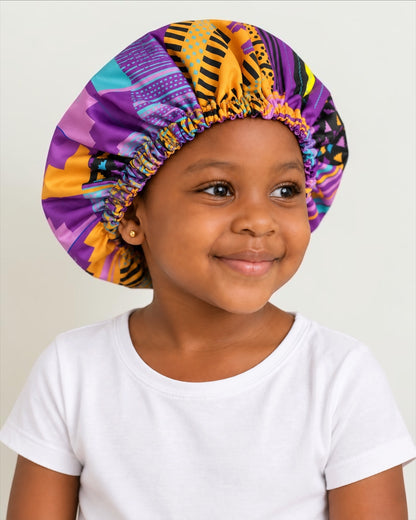 Kids Reversible Ankara Print Satin Bonnet – Ages 1–5 Years - Fatisha Boutique