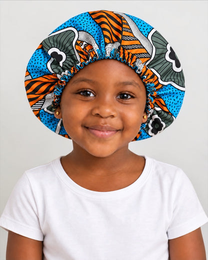 Kids Reversible Ankara Print Satin Bonnet – Ages 1–5 Years - Fatisha Boutique