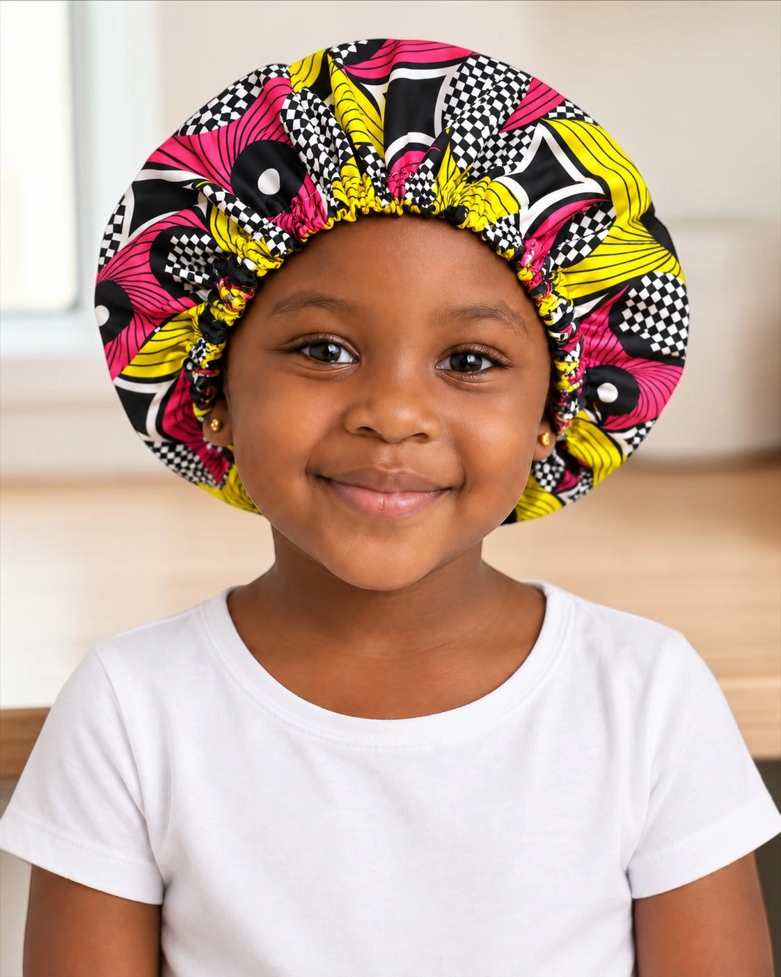 Kids Reversible Ankara Print Satin Bonnet – Ages 1–5 Years - Fatisha Boutique Fatisha Boutique