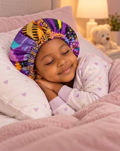 Kids Reversible Ankara Print Satin Bonnet – Ages 1–5 Years - Fatisha Boutique