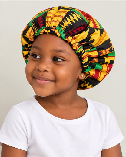 Kids Reversible Ankara Print Satin Bonnet – Ages 1–5 Years - Fatisha Boutique