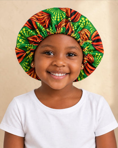 Kids Reversible Ankara Print Satin Bonnet – Ages 1–5 Years - Fatisha Boutique