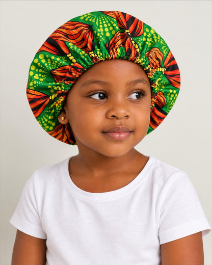Kids Reversible Ankara Print Satin Bonnet – Ages 1–5 Years - Fatisha Boutique