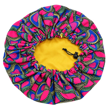 Kids Adjustable Ankara Print Satin- Silk Lined Bonnet – Ages 1–5