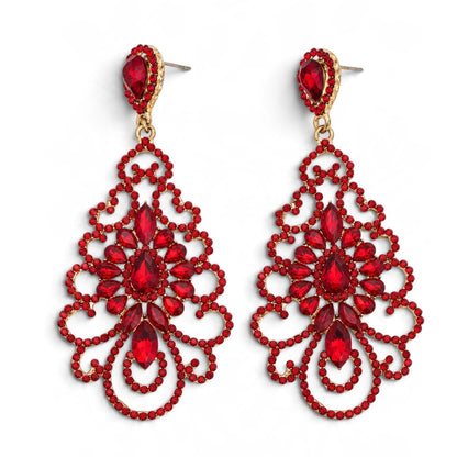 Elegant Rhinestone Chandelier Earrings – Vintage Teardrop Statement - Fatisha Boutique