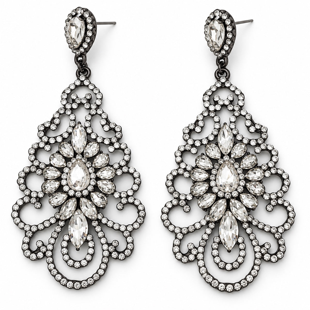 Elegant Rhinestone Chandelier Earrings – Vintage Teardrop Statement - Fatisha Boutique Fatisha Boutique