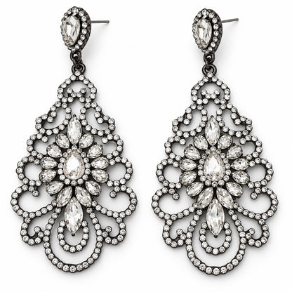 Elegant Rhinestone Chandelier Earrings – Vintage Teardrop Statement - Fatisha Boutique