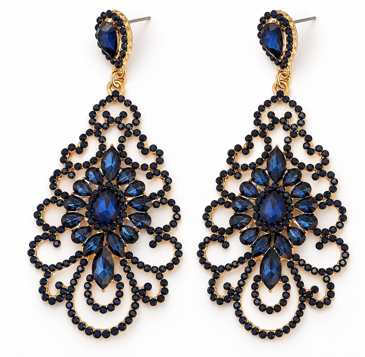 Elegant Rhinestone Chandelier Earrings – Vintage Teardrop Statement - Fatisha Boutique