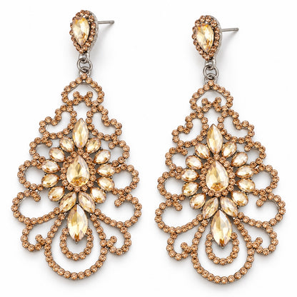 Elegant Rhinestone Chandelier Earrings – Vintage Teardrop Statement - Fatisha Boutique