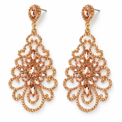 Elegant Rhinestone Chandelier Earrings – Vintage Teardrop Statement - Fatisha Boutique