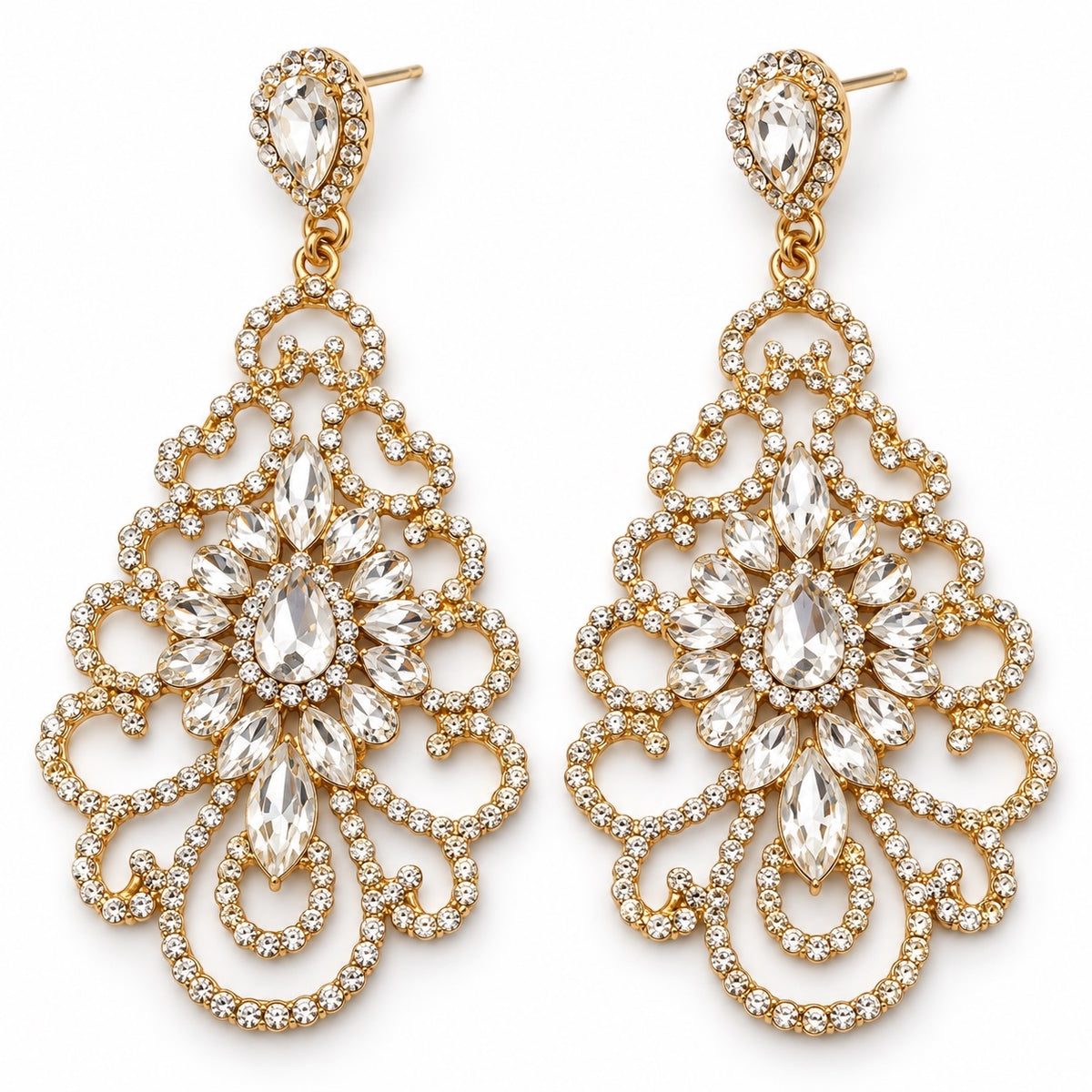 Elegant Rhinestone Chandelier Earrings – Vintage Teardrop Statement - Fatisha Boutique Fatisha Boutique