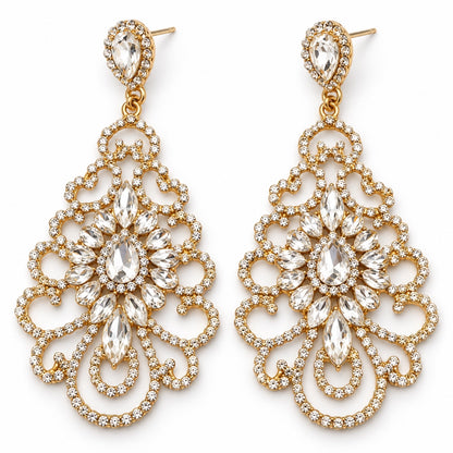 Elegant Rhinestone Chandelier Earrings – Vintage Teardrop Statement - Fatisha Boutique