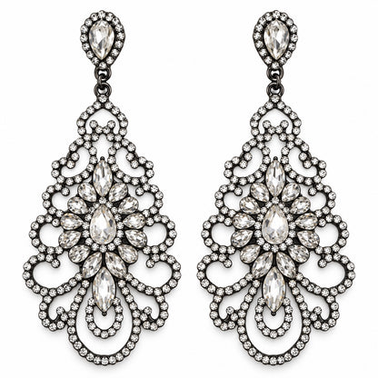 Elegant Rhinestone Chandelier Earrings – Vintage Teardrop Statement - Fatisha Boutique