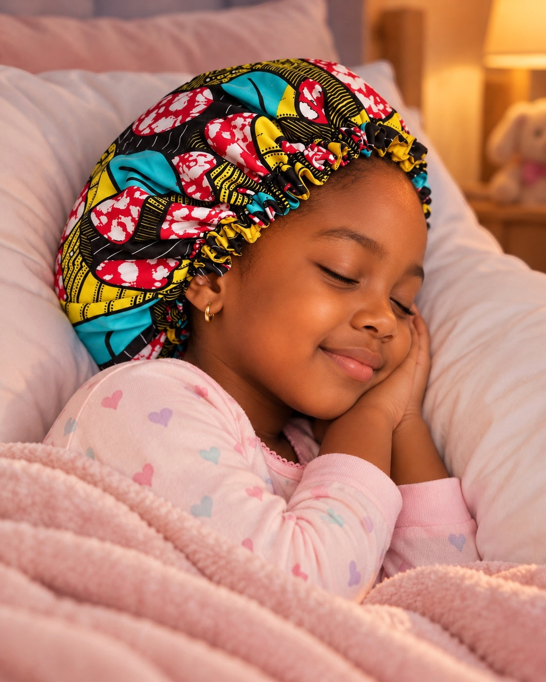 Kids Adjustable Ankara Print Satin- Silk Lined Bonnet – Ages 1–5 Fatisha Boutique