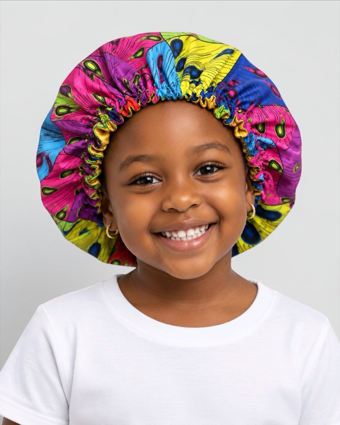 Kids Adjustable Ankara Print Satin- Silk Lined Bonnet – Ages 1–5 Fatisha Boutique