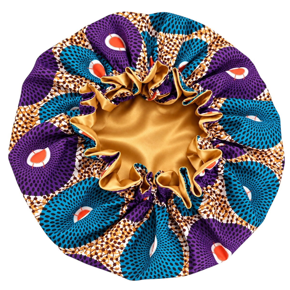 Kids Reversible Ankara Satin Silk Ruffle Bonnet – Ages 1–5 - Fatisha Boutique
