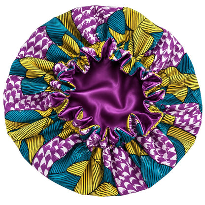 Kids Reversible Ankara Satin Silk Ruffle Bonnet – Ages 1–5 - Fatisha Boutique