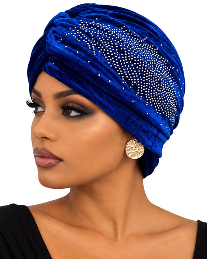 Women's Velvet Turban Cap – Pre-Tied Rhinestone Headwrap