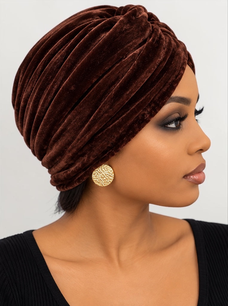 Women's Velvet Turban Cap – Pre-Tied Rhinestone Headwrap