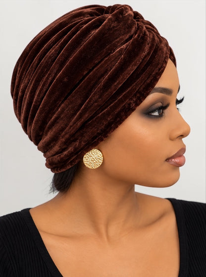 Women's Velvet Turban Cap – Pre-Tied Rhinestone Headwrap