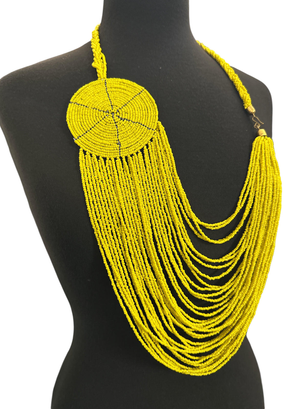 Authentic African Multilayer Beaded Disc Statement Necklace - Fatisha Boutique Fatisha Boutique