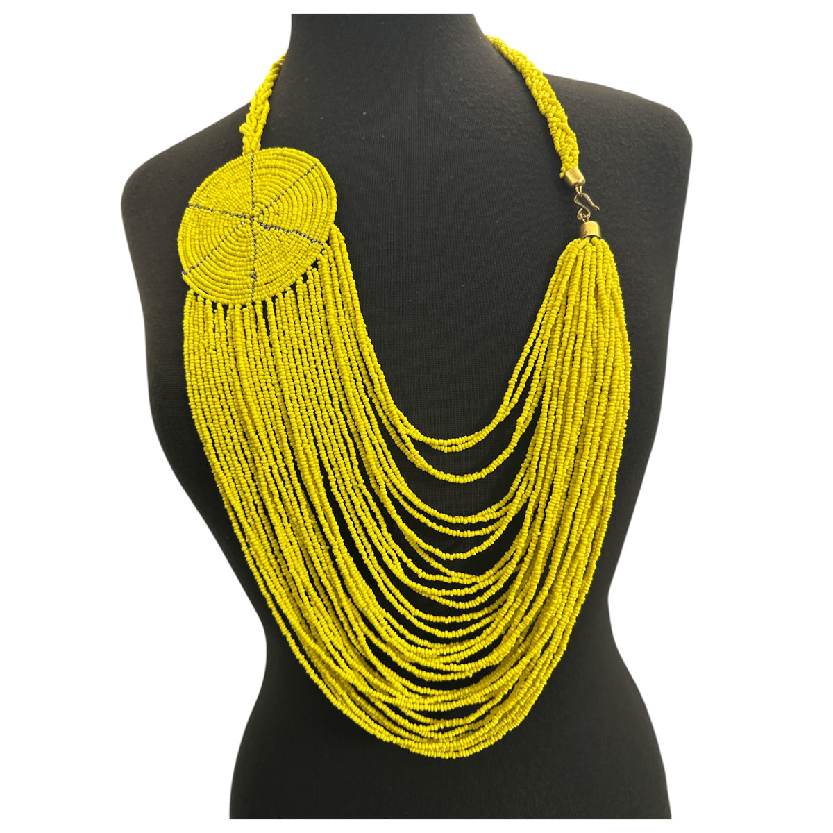 Authentic African Multilayer Beaded Disc Statement Necklace - Fatisha Boutique Fatisha Boutique