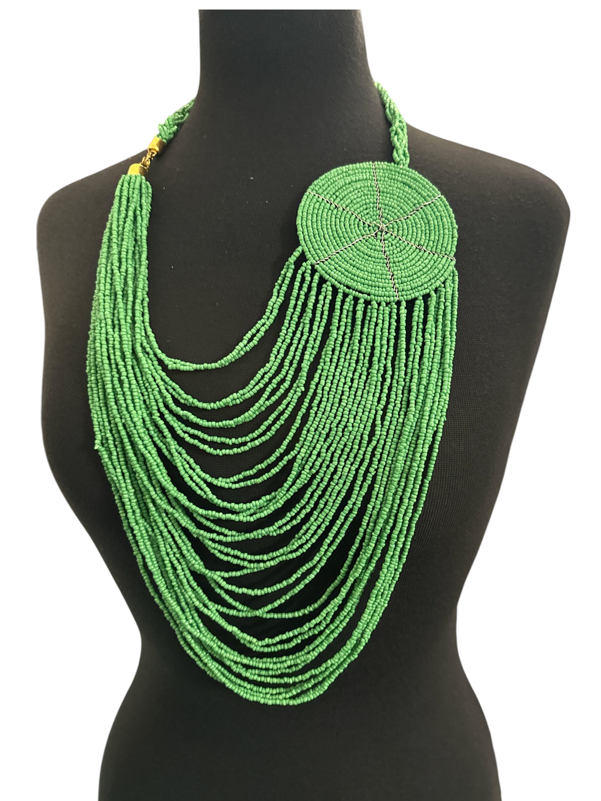 Authentic African Multilayer Beaded Disc Statement Necklace - Fatisha Boutique